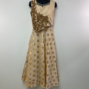 Bollywood Party Designer Wedding Silk Gown Golden